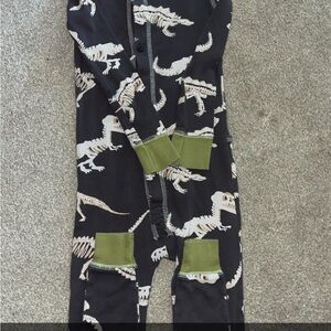 Lazy One Black and Green Dinosaur Kids One Piece